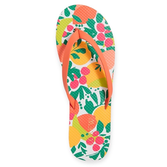J. CREW Printed Flip Flops Guava Orange Fruit Graphic Thong Sandals - Picture 3 of 7